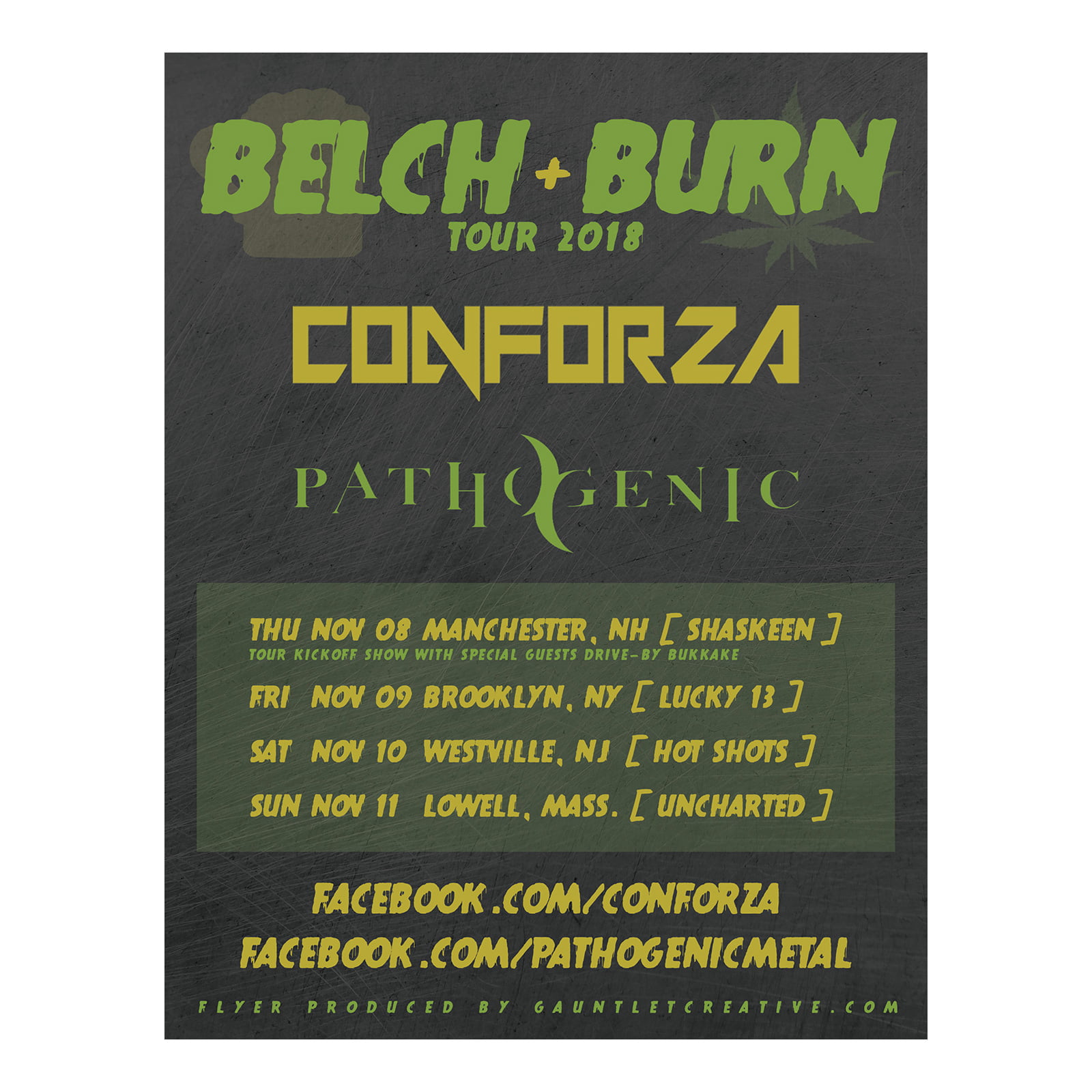 Conforza + Pathogenic Belch And Burn Tour Flyer