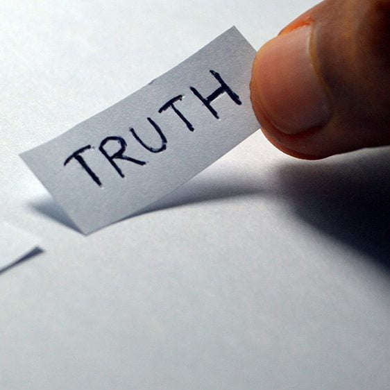 Picture of a paper that says 'truth'